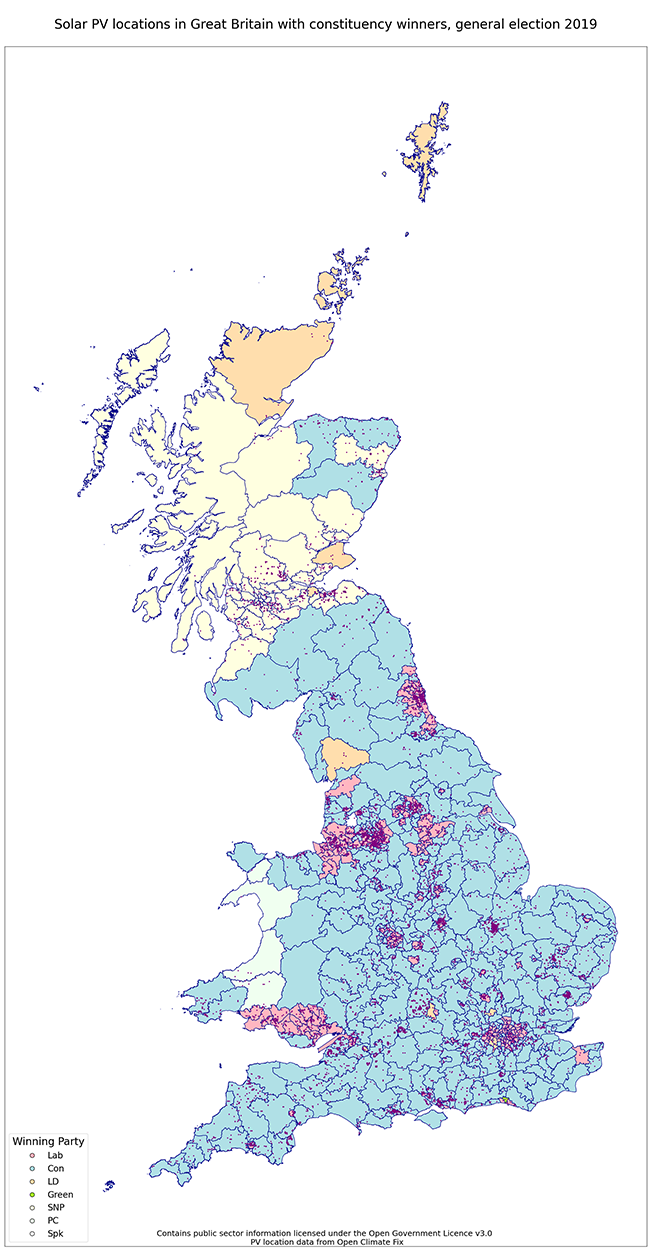 Map of PV installations in GB